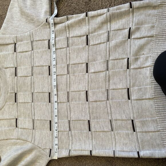 Cavallio Crew Neck Sweater Solid Plaid Gray Silver Convex Concave - Mens Size M - Picture 7 of 8